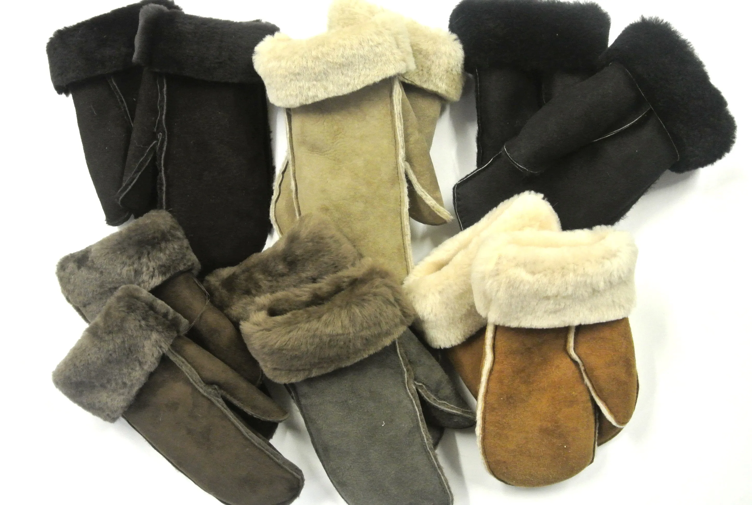 100% Genuine Sheepskin Mittens Mens Ladies Gloves Various Colours Made In The UK