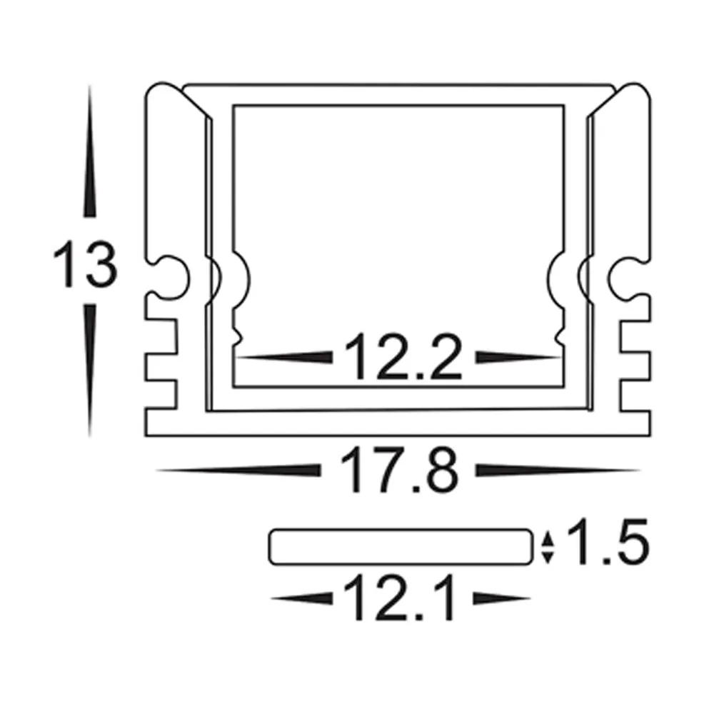 18mm x 13mm Silver Weatherproof IP65 Square Aluminium LED Profile Havit Lighting - HV9693-1812