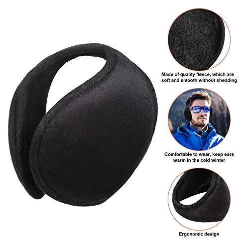 4 Pieces Ear Muffs For Winter Ear Warmer Ear Covers Behind The Head Ear Muffs for Men Women Outdoor (Black, Grey, Dark Blue, Brown)