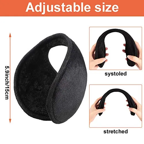 4 Pieces Ear Muffs For Winter Ear Warmer Ear Covers Behind The Head Ear Muffs for Men Women Outdoor (Black, Grey, Dark Blue, Brown)