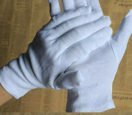 5 Pairs / 10 Pcs White Work Jewellery Handling Costume Cotton Soft Thin Gloves