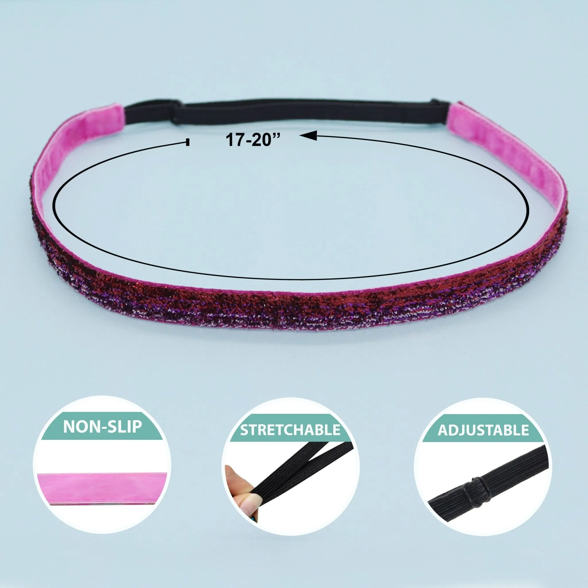 Adjustable No Slip Glitter Thin Headband