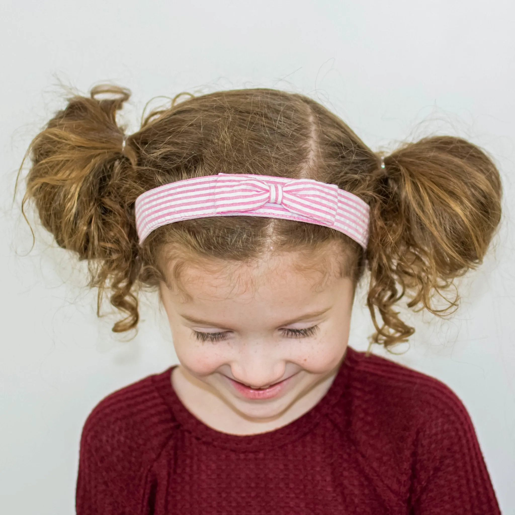 Adjustable No Slip Seersucker Bow Headband