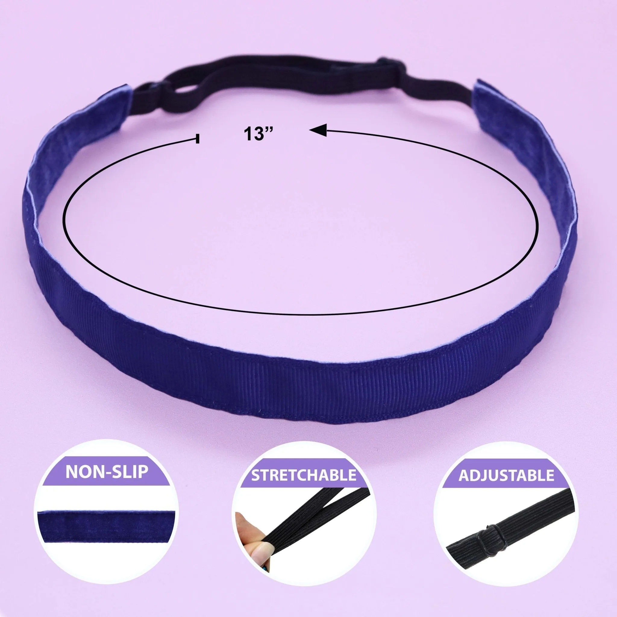 Adjustable No Slip Solid Headband - School Uniform