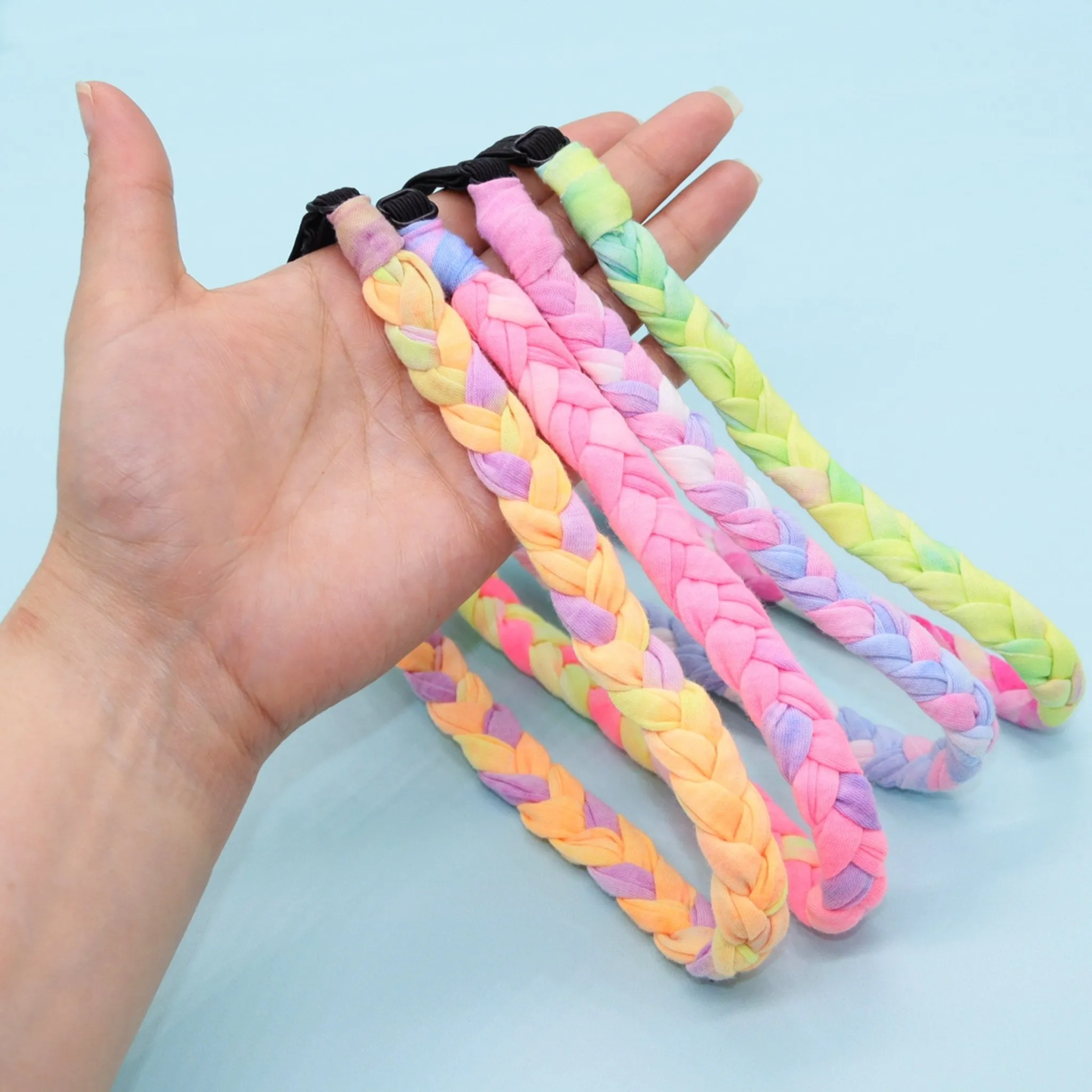 Adjustable Tie Dye Braided Headbands - 4 Pack