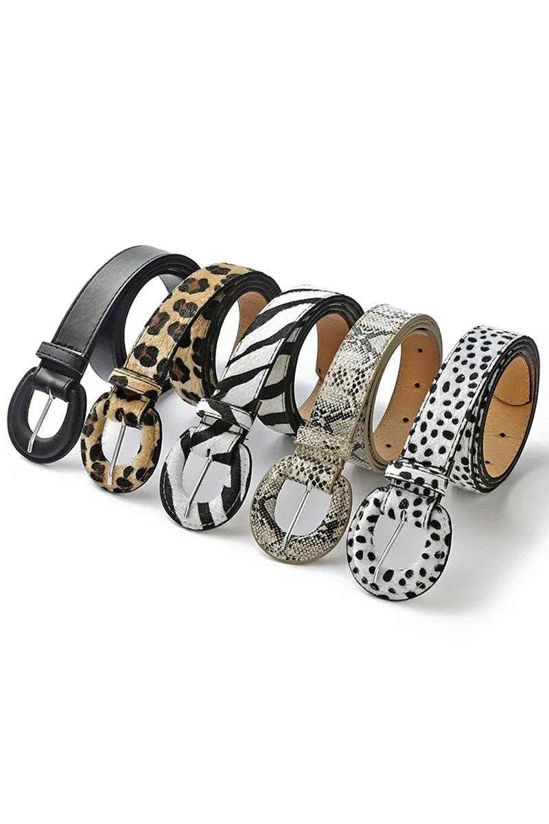 ANIMAL PRINTING LEATHER BUCKLE FASHION BELT