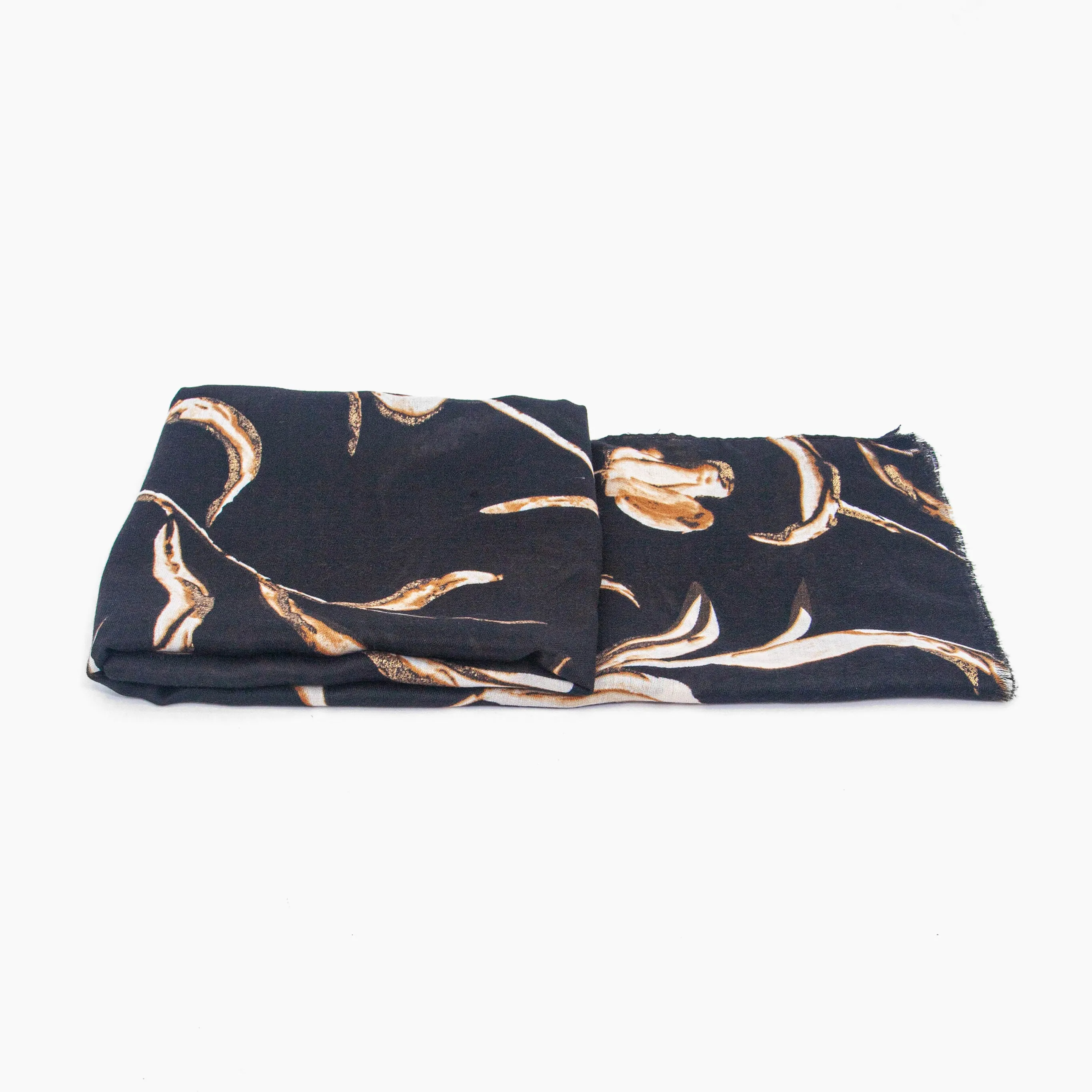 Ashley Lightweight Scarf - Black, Large Floral