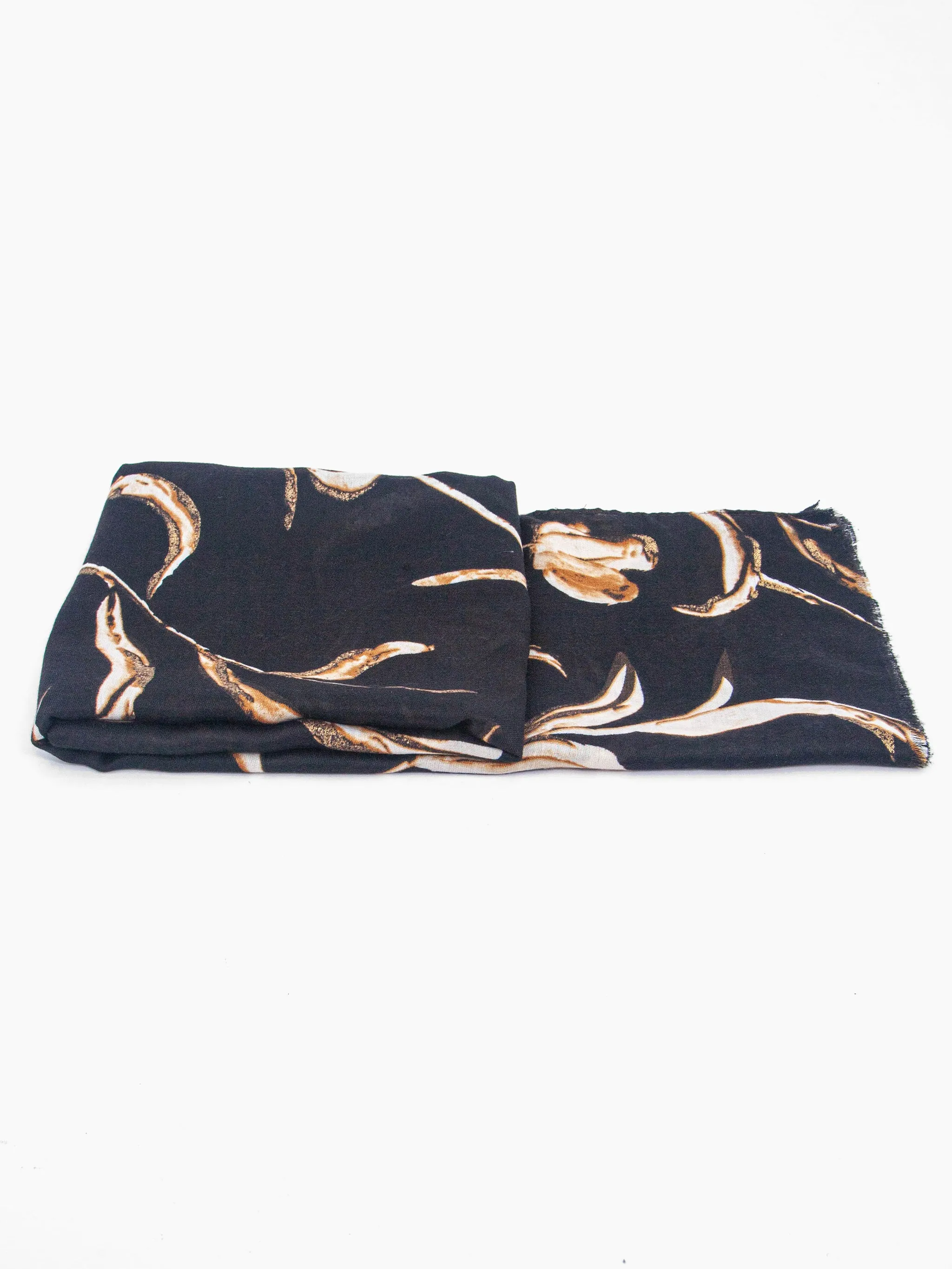 Ashley Lightweight Scarf - Black, Large Floral