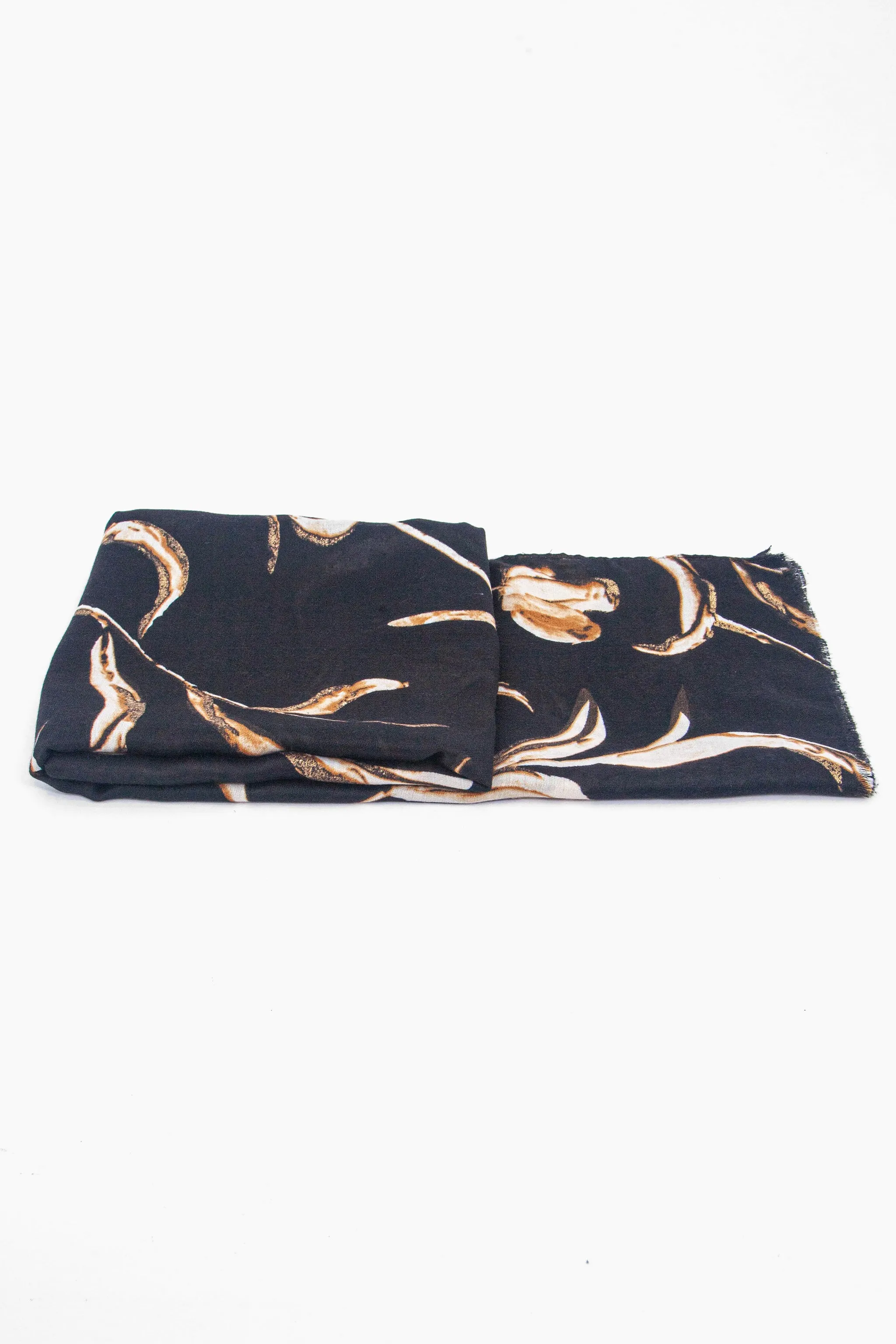 Ashley Lightweight Scarf - Black, Large Floral