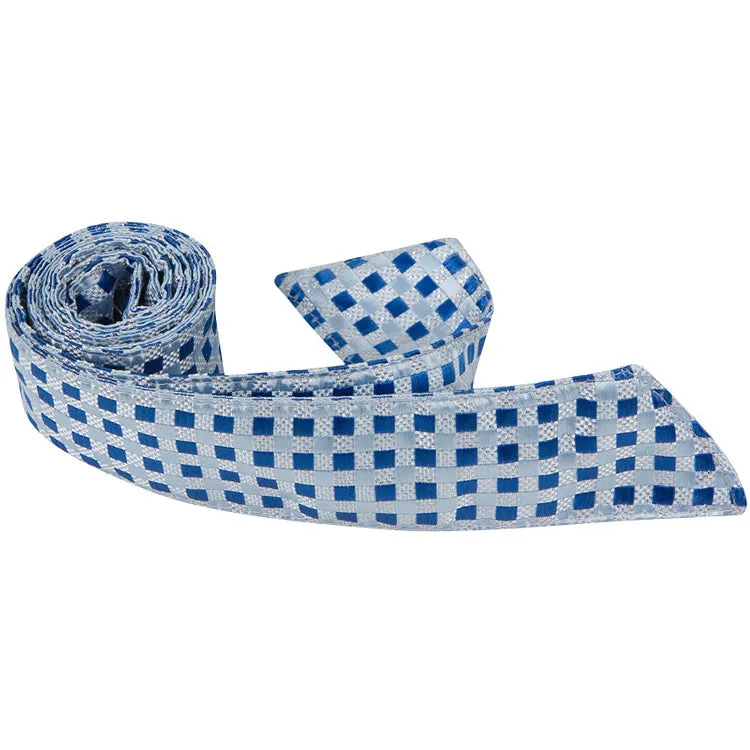 B21 - Blue/Silver Gingham - Varied Widths