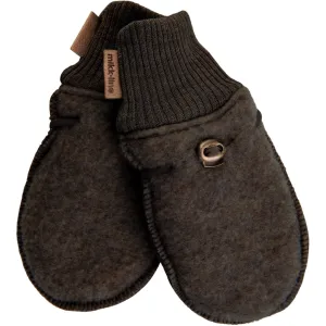 Baby Wool Mittens - Dark Brown Melange