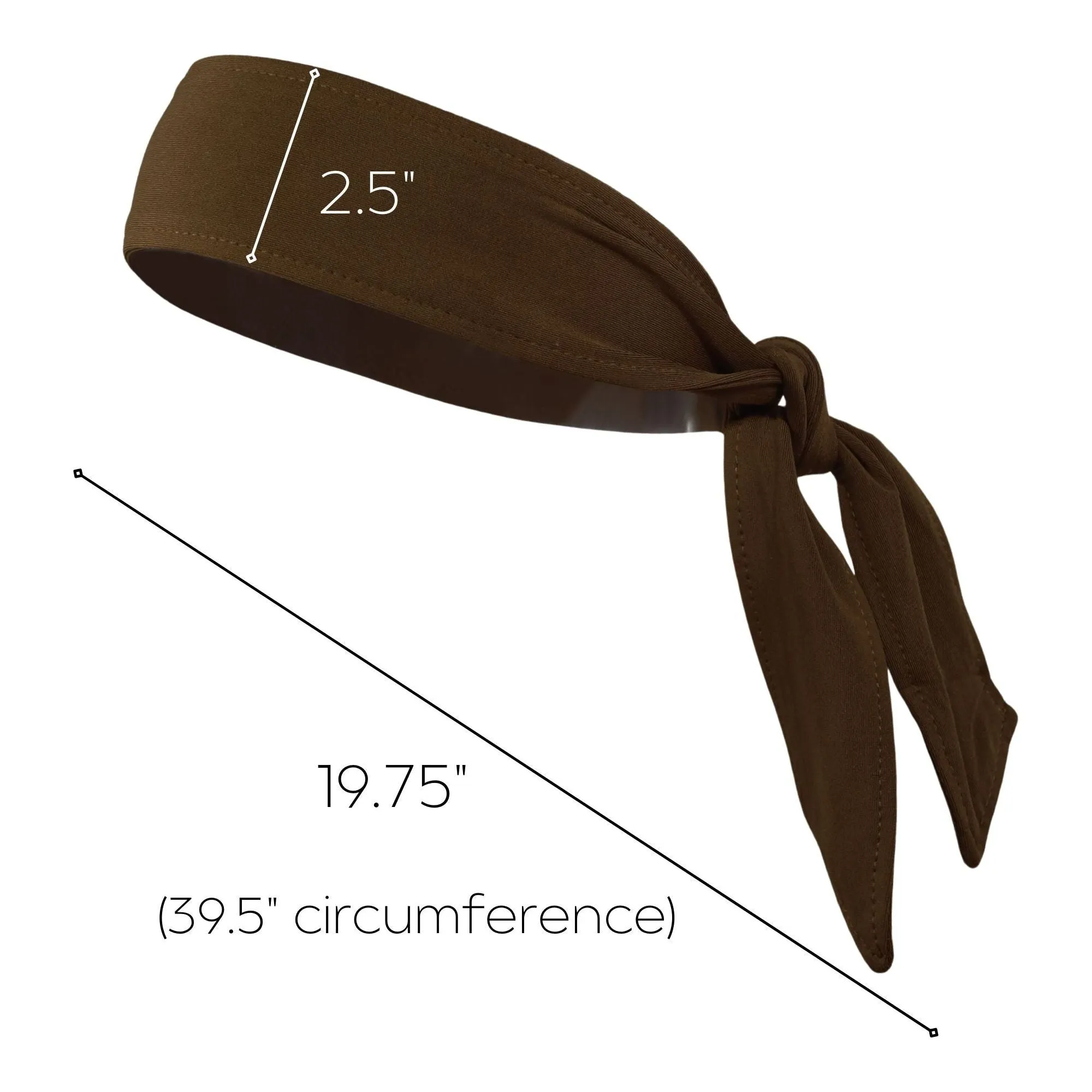 Brown Tie Headbands - 12 Pack