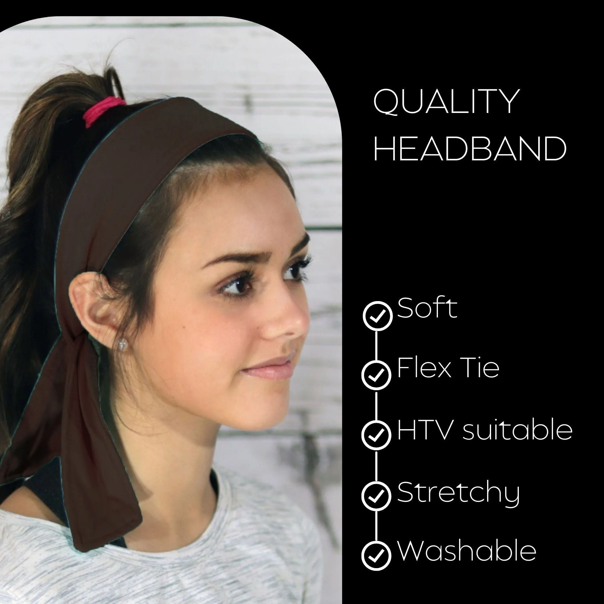 Brown Tie Headbands - 12 Pack