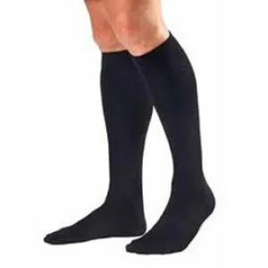 BSN Jobst Men's Knee High Ribbed Compression Socks Large, Black, Closed Toe, Latex-free - 1 Pair