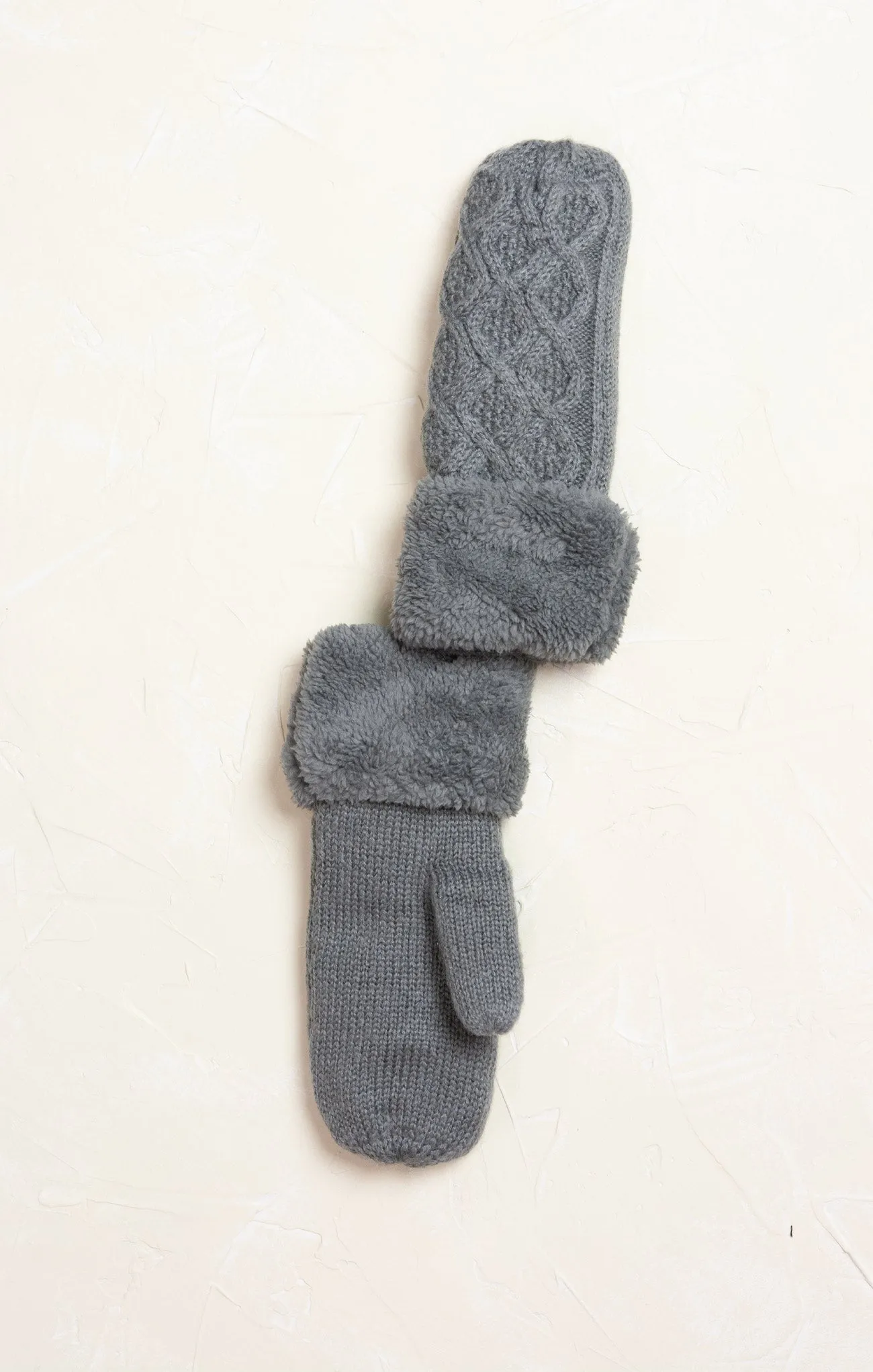 Cable Knit Sherpa Mittens