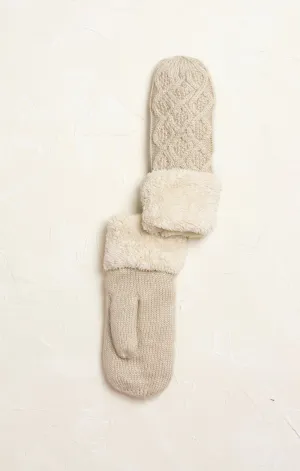 Cable Knit Sherpa Mittens