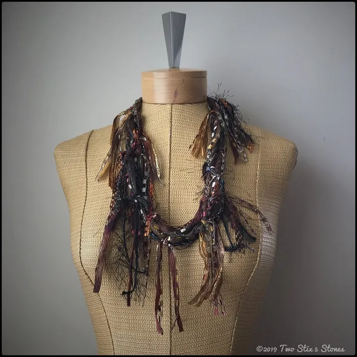 Chocolate *Funky Chic* Fiber Necklace