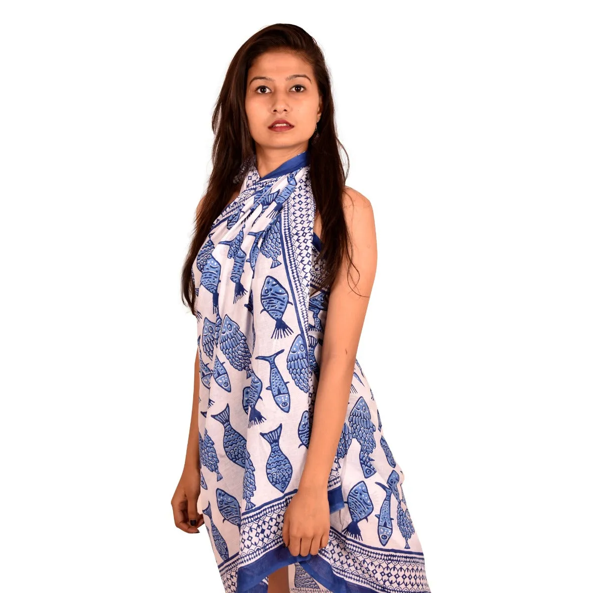 Cotton Women Hand Block Print Long Stole Sarong Scarf Dupatta - CraftJaipur