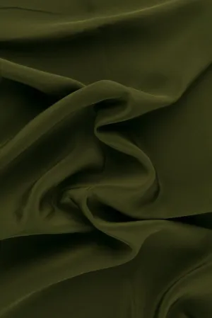 Dark Moss Green Silk Crepe de Chine Fabric