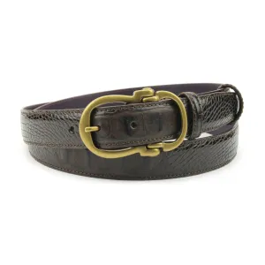 Deep Choc Mock Croc Narrow Belt