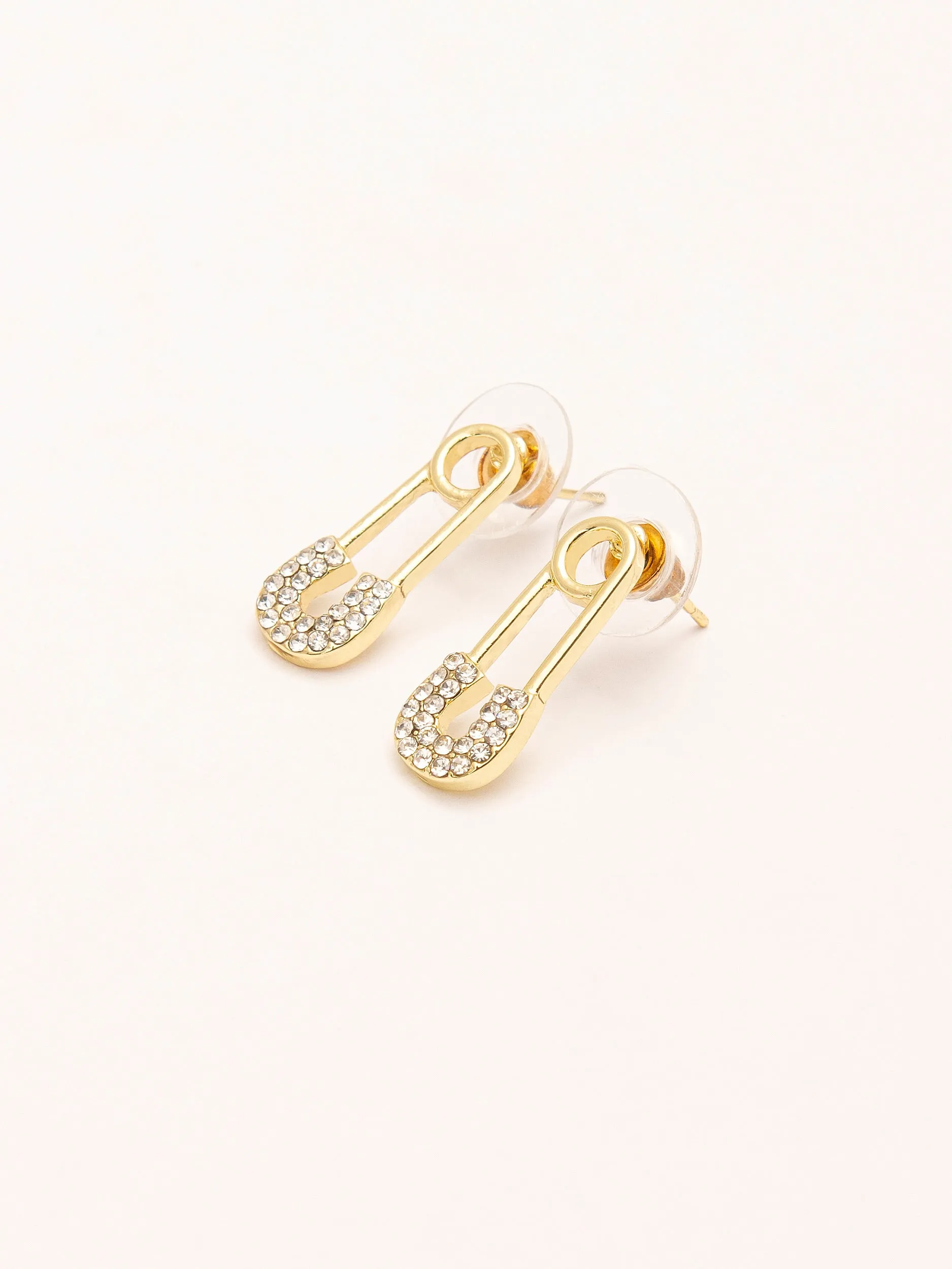 Embellished Safety Pin Earrings