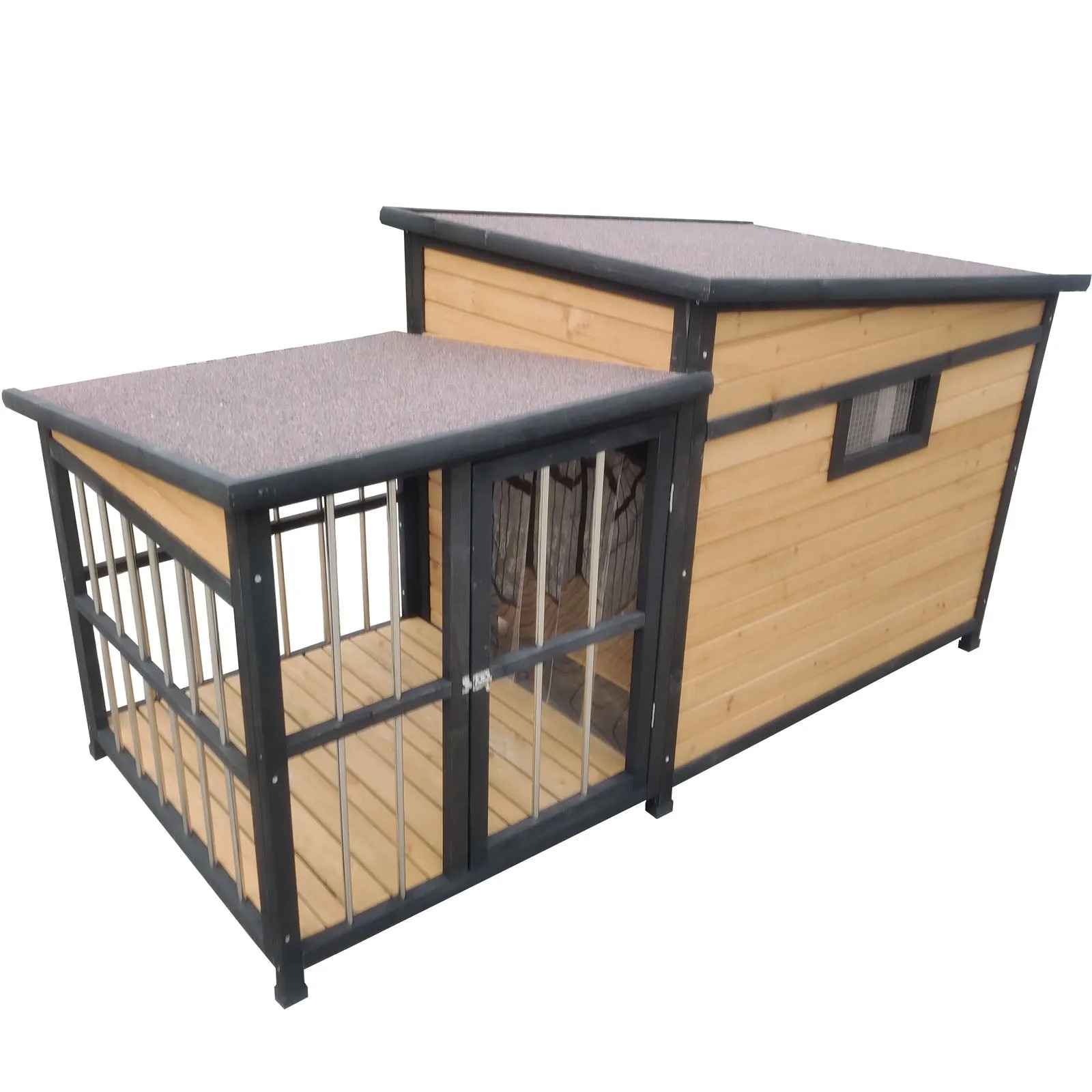 Extra Large Wooden Dog Kennel with Balcony, Door, Storage, Window