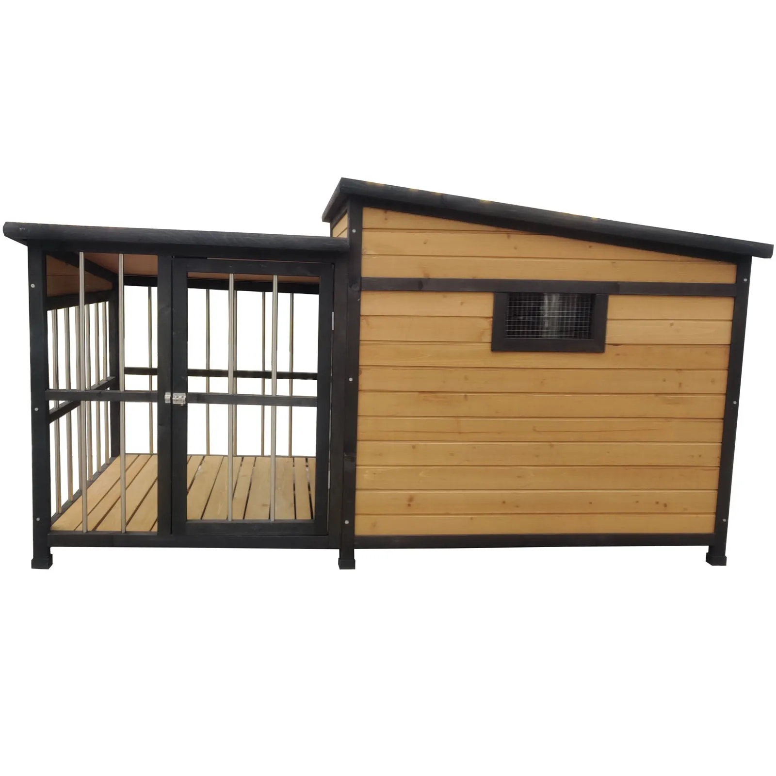 Extra Large Wooden Dog Kennel with Balcony, Door, Storage, Window