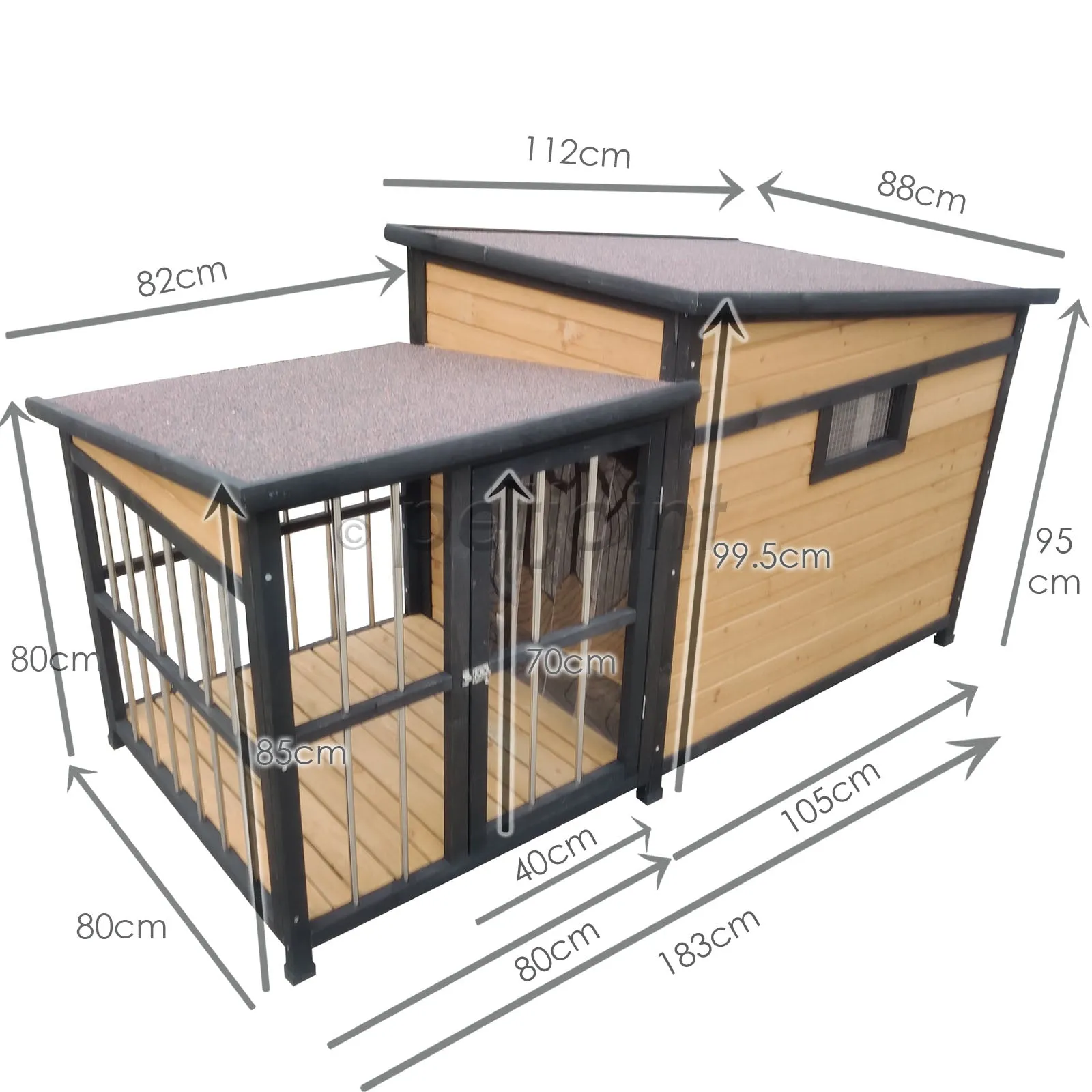 Extra Large Wooden Dog Kennel with Balcony, Door, Storage, Window