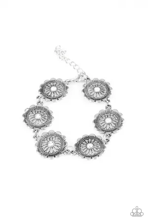 Funky Flower Child - White Bracelet - Paparazzi Accessories