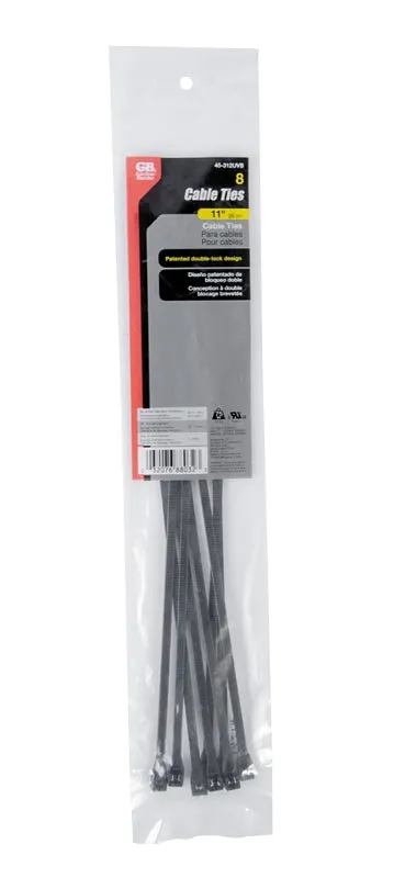 Gardner Bender 45-312UVB Cable Tie, Double-Lock Locking, 6/6 Nylon, Black :PK 8: QUANTITY: 1