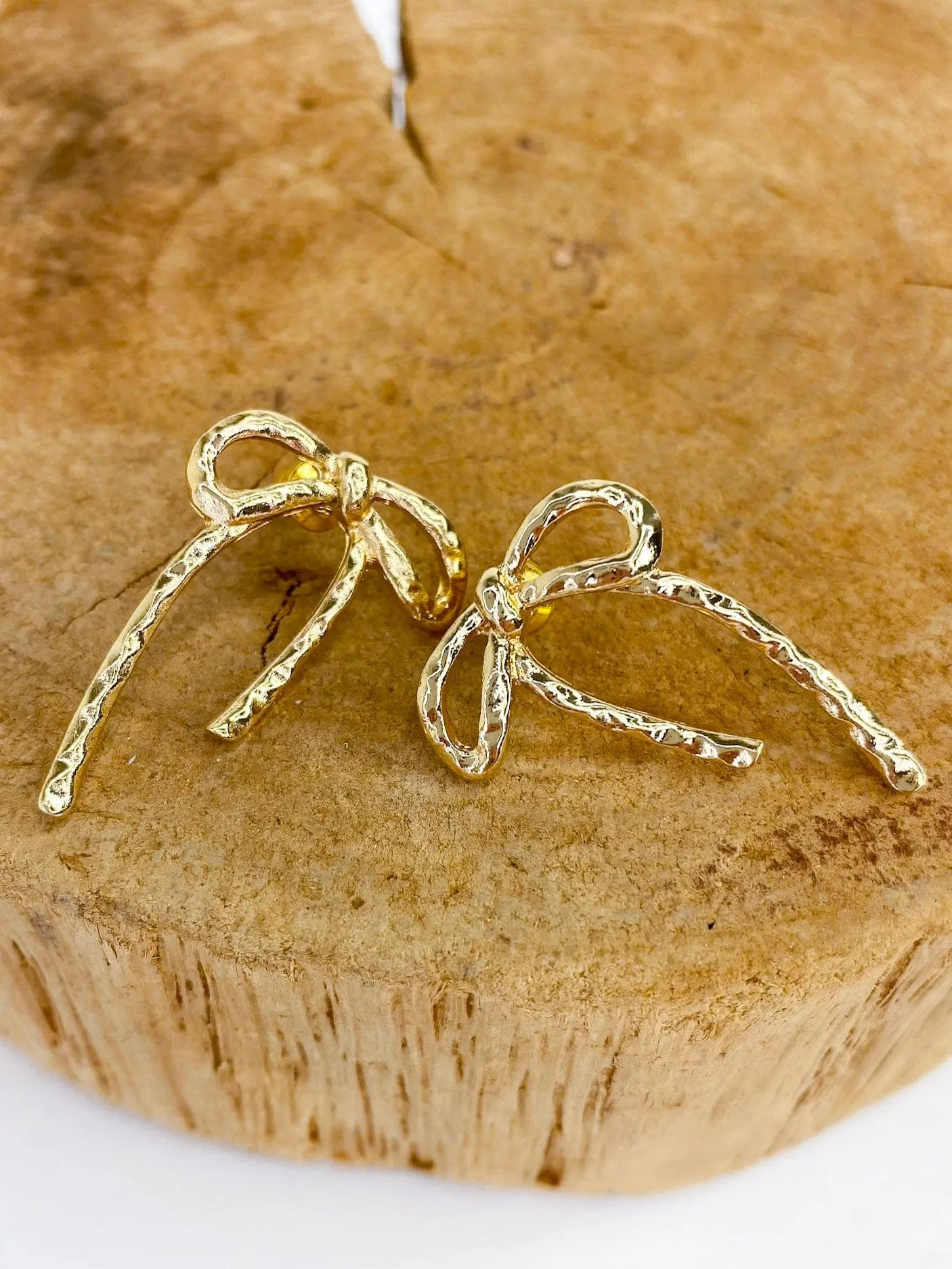 Golden Bow Stud Earrings