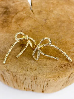 Golden Bow Stud Earrings