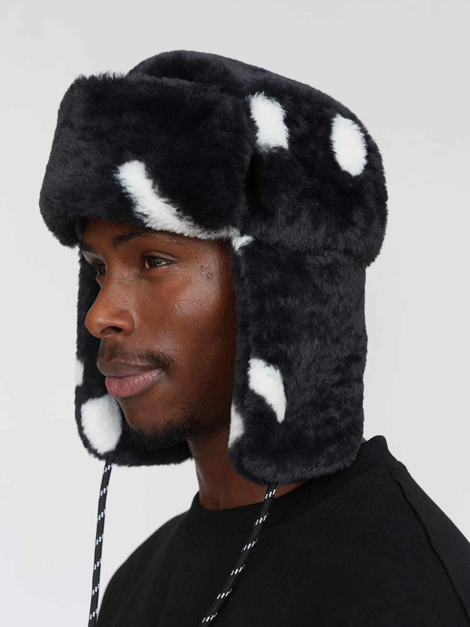 Happy Sad Faux Fur Trapper Hat