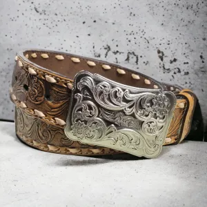 Hooey Floral Hand Tooled Leather Belt