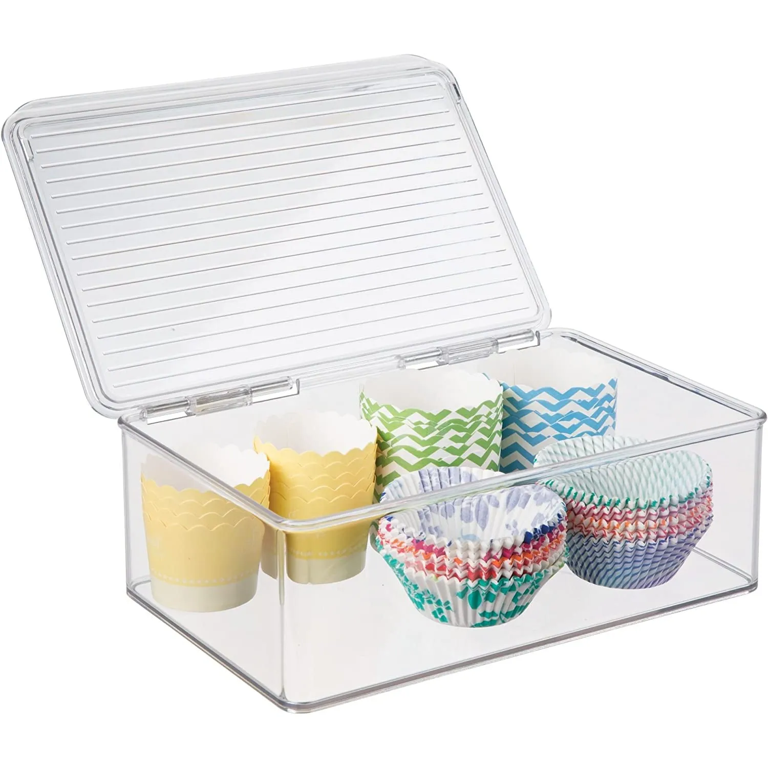 IDESIGN  Hinged-Lid Stackable Box Clear