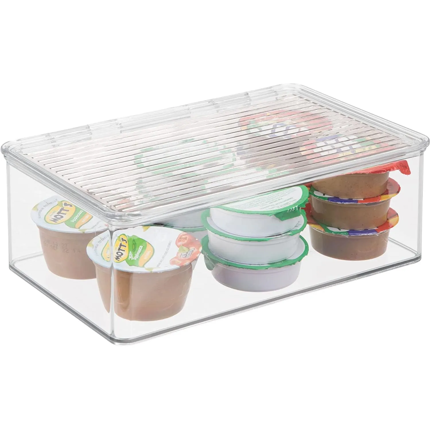 IDESIGN  Hinged-Lid Stackable Box Clear