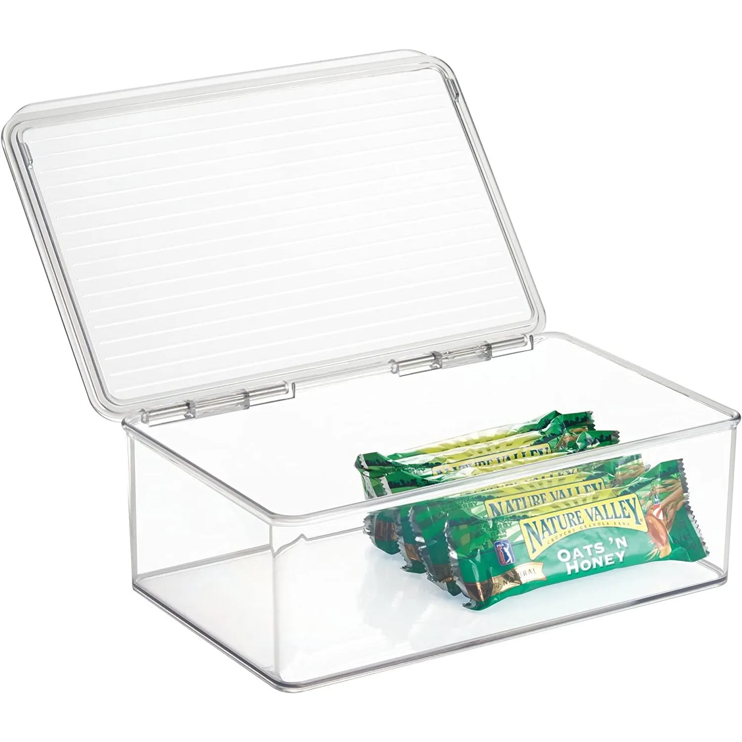 IDESIGN  Hinged-Lid Stackable Box Clear