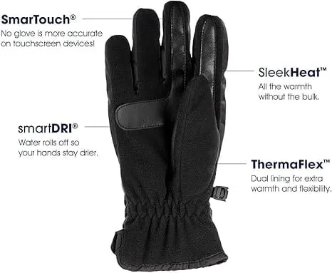 ISOTONER - Men Smart Fleece Lined Touch Screen Winter Gloves