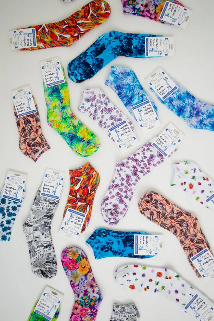 Ladies Bamboo Dress Socks, Assorted Prints