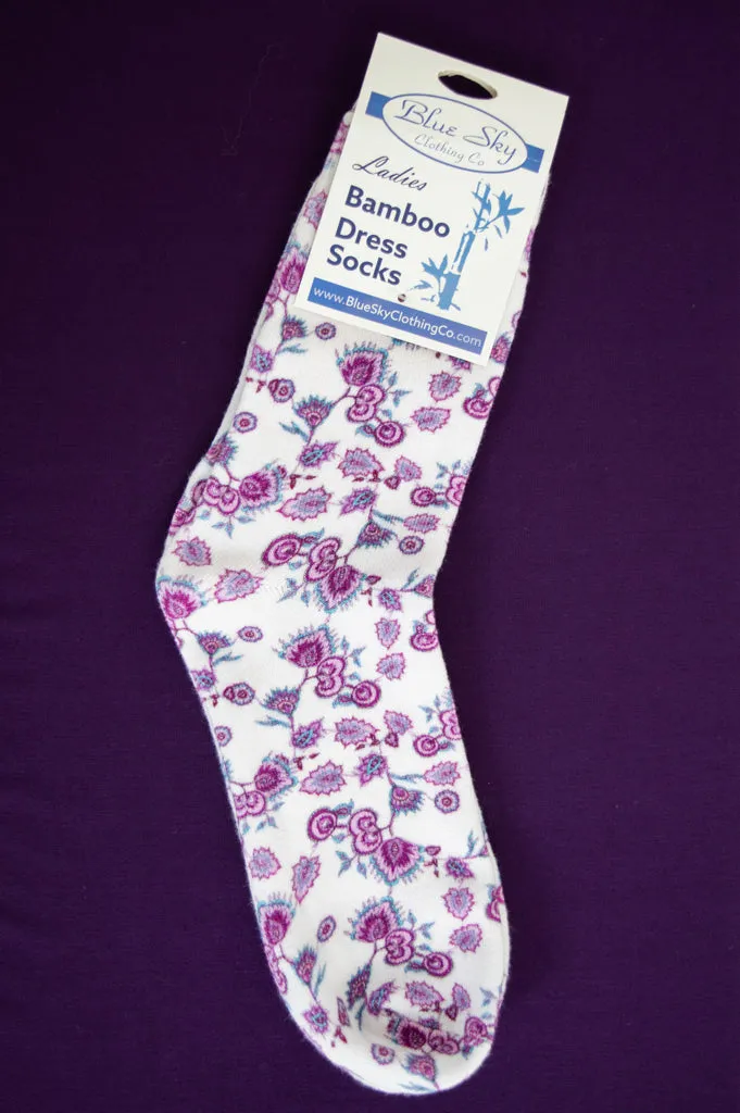 Ladies Bamboo Dress Socks, Assorted Prints