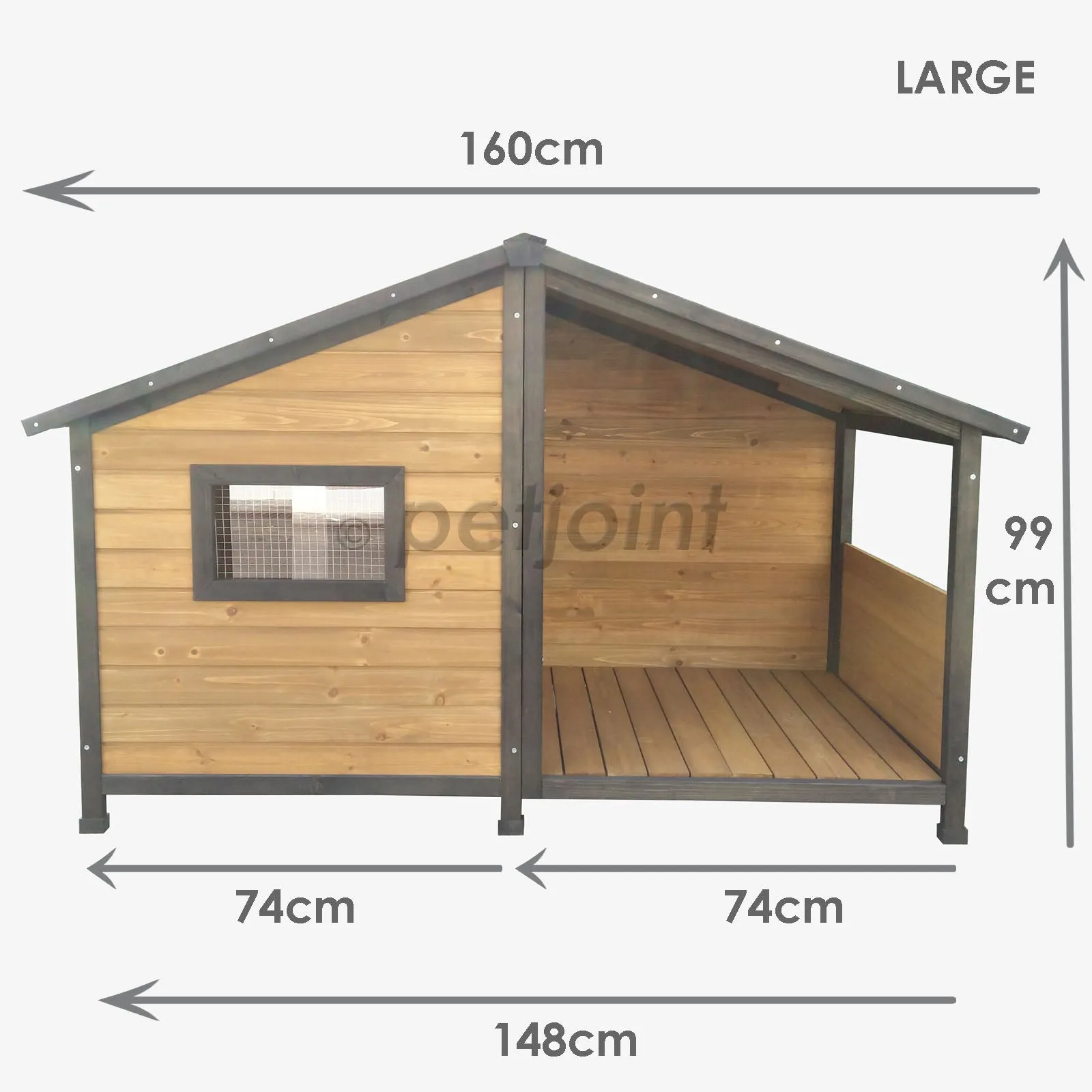 Large Dog House With Balcony Outdoor Pet Kennel Border Collie