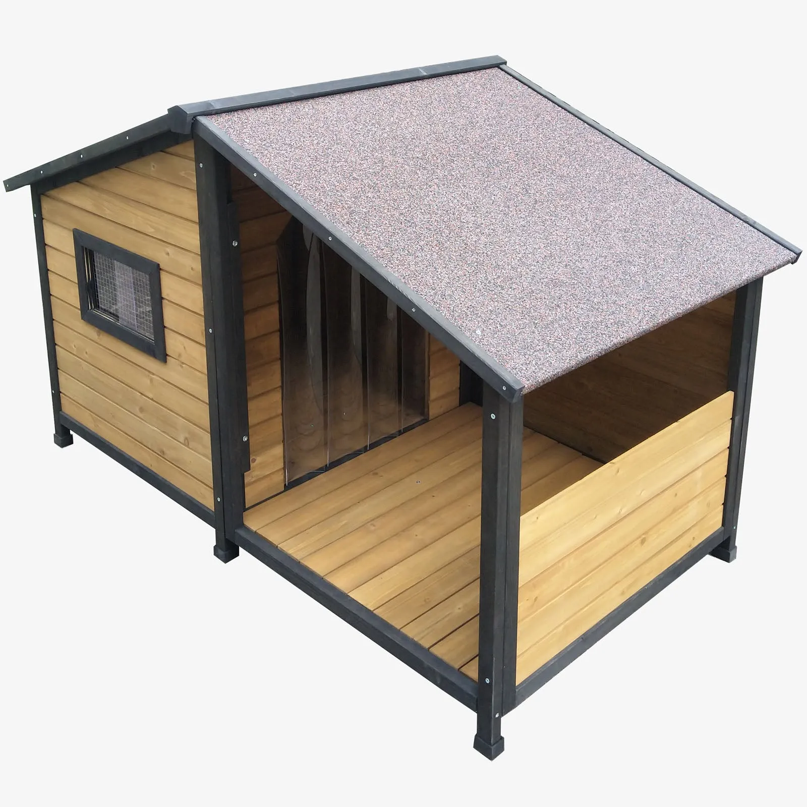 Large Dog House With Balcony Outdoor Pet Kennel Border Collie