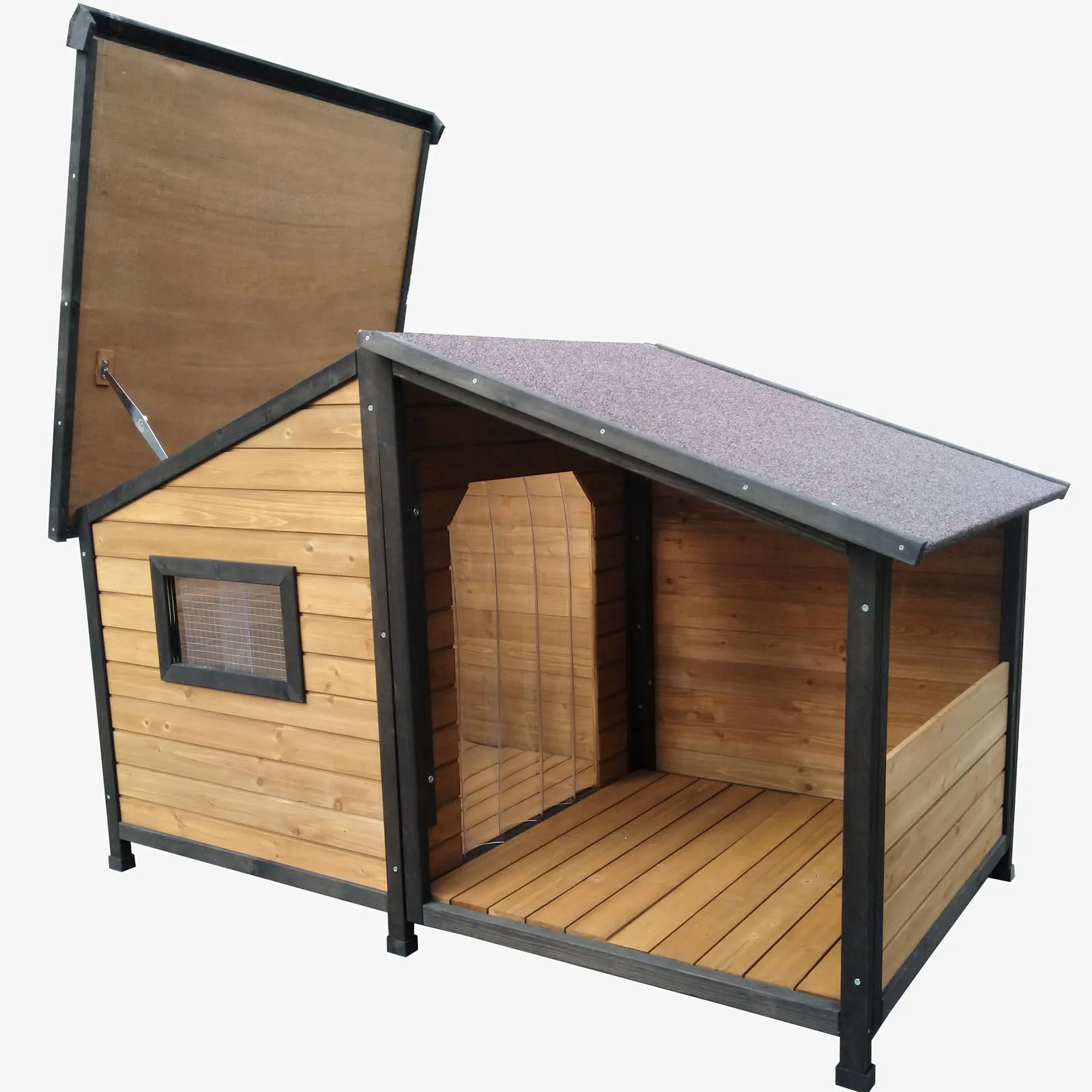 Large Dog House With Balcony Outdoor Pet Kennel Border Collie