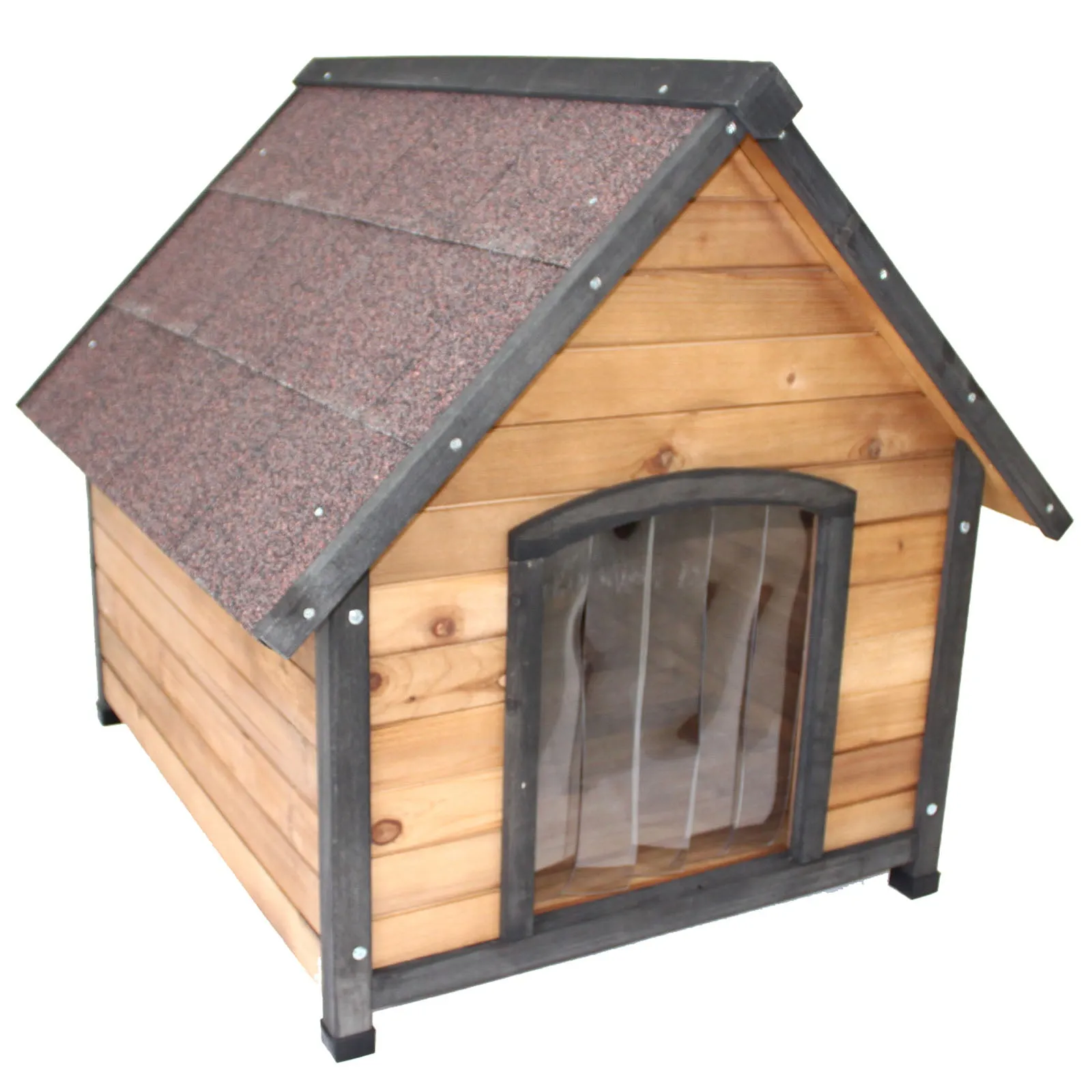 Large Wooden Dog House Kennel Indoor Outdoor Puppy Pet Home Peak Roof