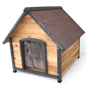 Large Wooden Dog House Kennel Indoor Outdoor Puppy Pet Home Peak Roof