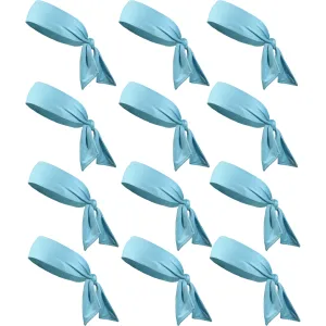 Light Blue Tie Headbands - 12 Pack