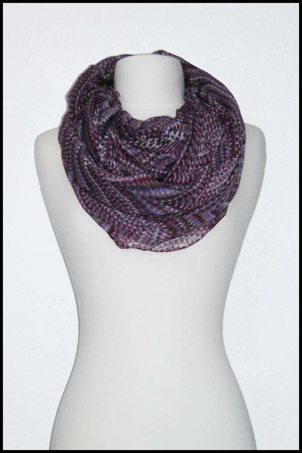 Lightweight Herringbone Print Infinity Scarf