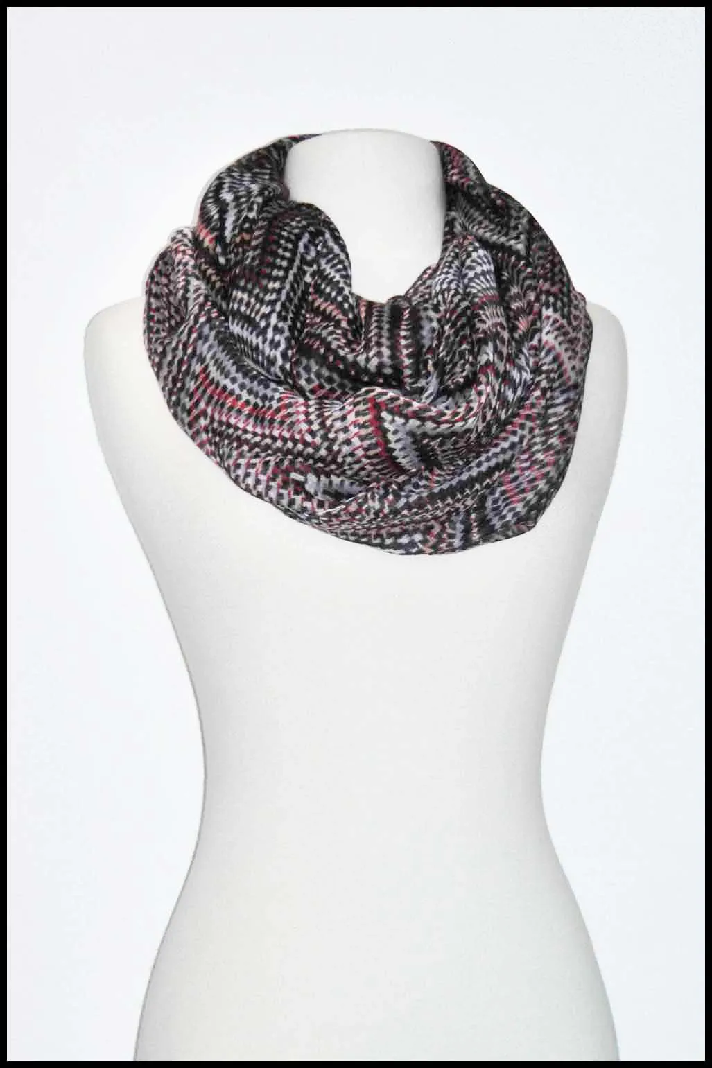 Lightweight Herringbone Print Infinity Scarf