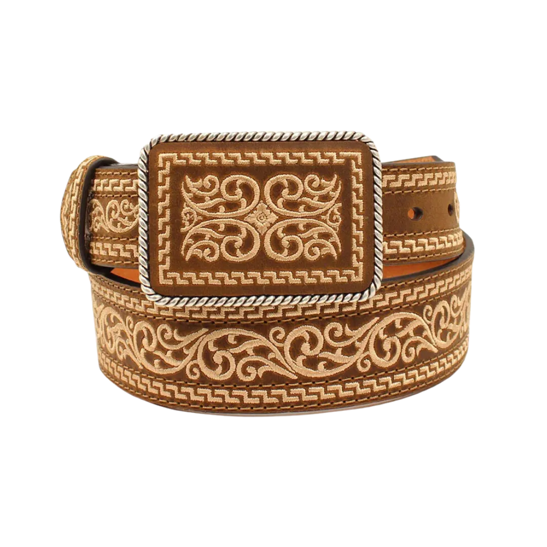 M&F Men's Wester Design Brown Belt