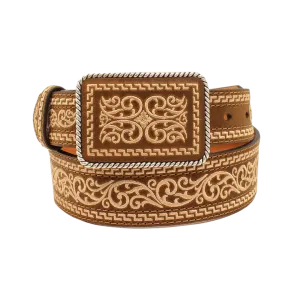 M&F Men's Wester Design Brown Belt